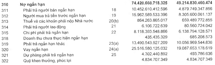 Nợ ngắn hạn phải trả của Novaland tính đến thời điểm 31/12/2022