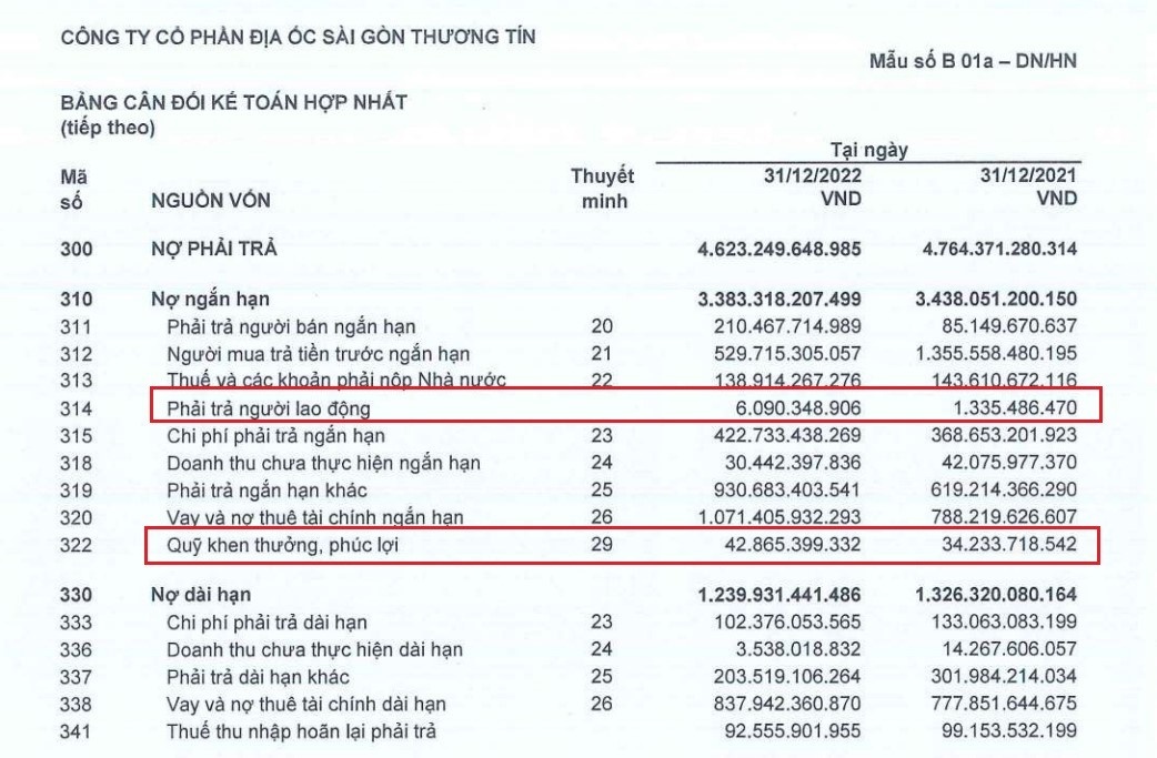 Nguồn: BCTC hợp nhất quý IV/2022 của TTC Land.