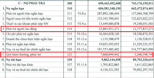Các khoản phải trả liên quan đến quyền lợi của người lao động