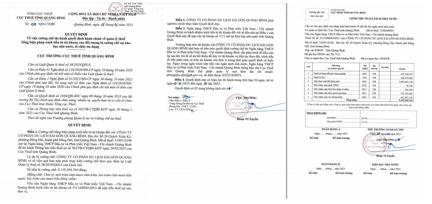 Cục thuế tỉnh Quảng Bình thi hành cưỡng chế thuế với 3 doanh nghiệp