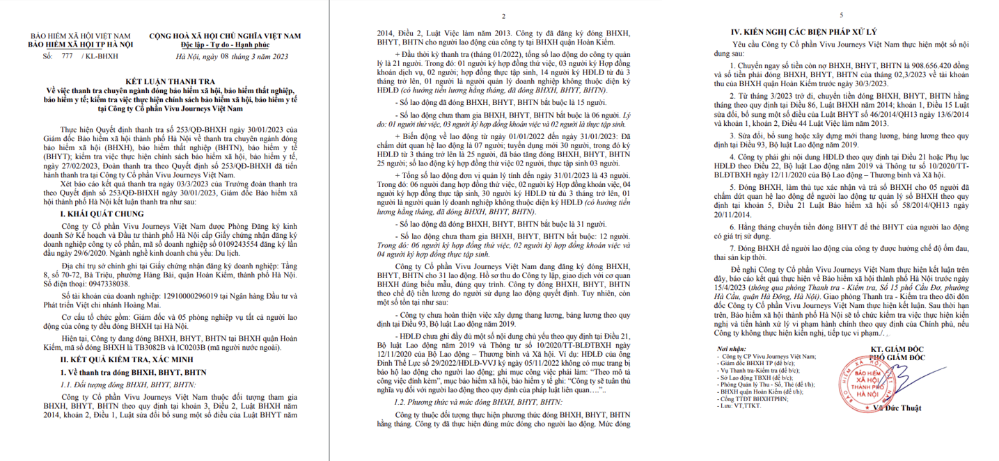 Một công ty hoạt động trong ngành du lịch nợ hơn 900 triệu đồng tiền BHXH