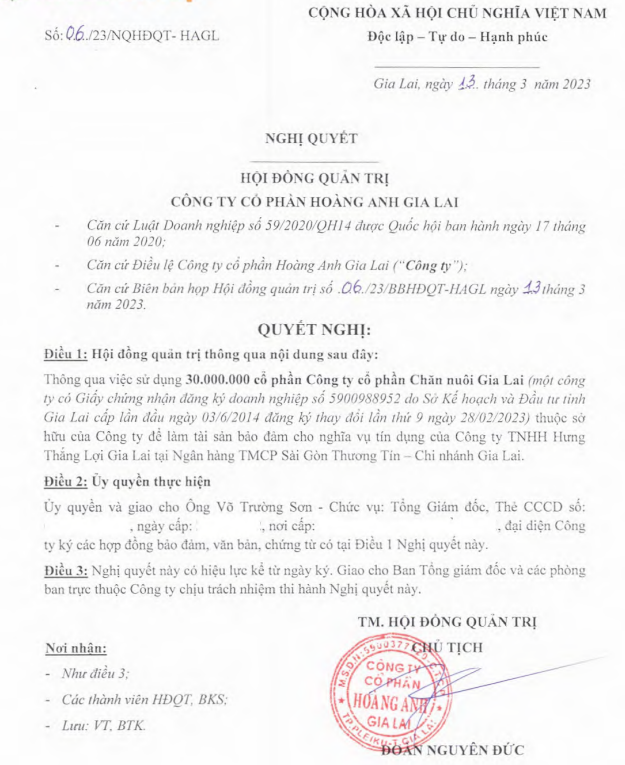 Hoàng Anh Gia Lai dùng 30 triệu cổ phiếu công ty con thế chấp tại ngân hàng