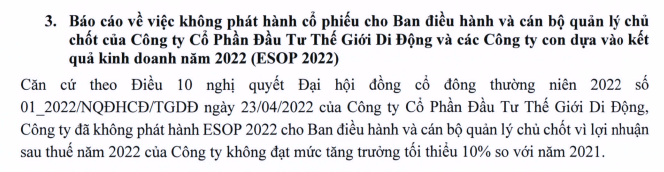 Nguồn: Tờ trình ĐHĐCĐ thường niên MWG