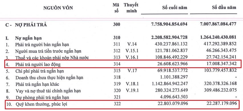 Khoản phải trả liên quan đến người lao động