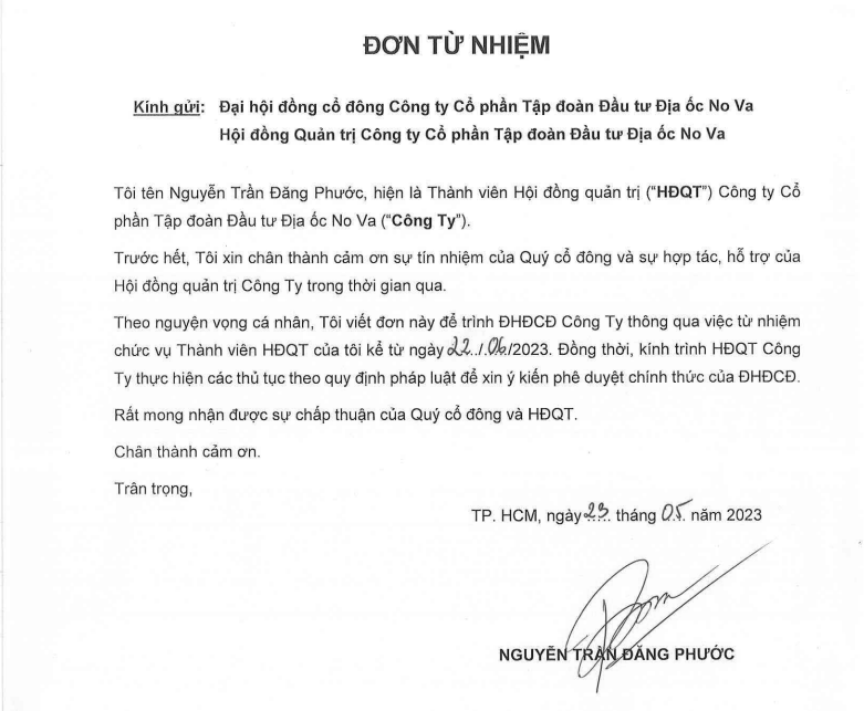 Hai nhân sự cấp cao của Novaland nộp đơn xin từ nhiệm