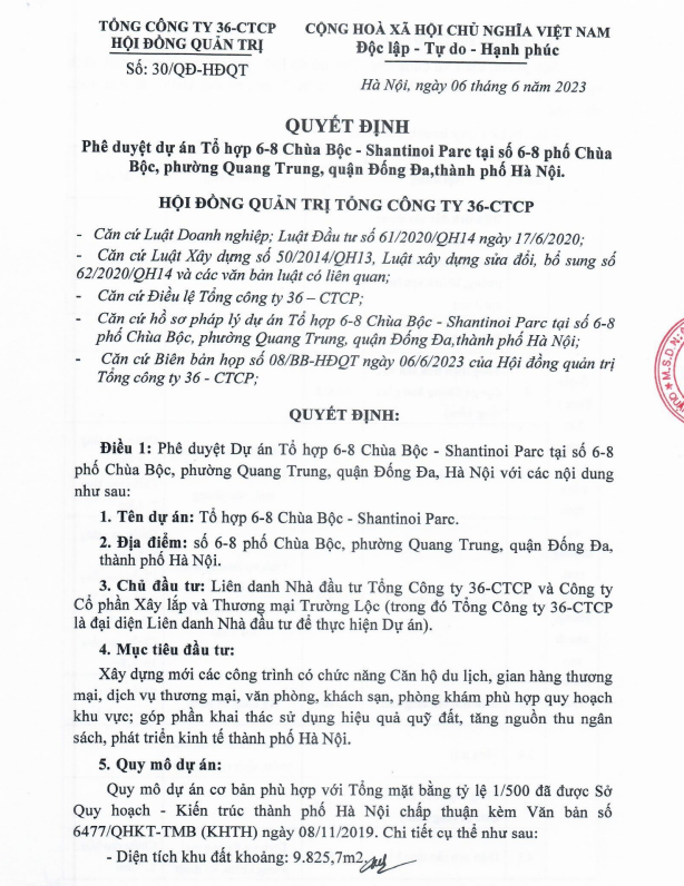 Liên danh Tổng Công ty 36 làm dự án hơn 1.800 tỷ đồng tại Hà Nội
