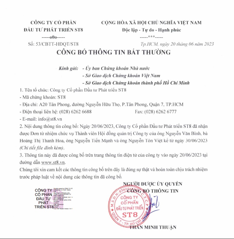 Thành viên HĐQT ST8 đồng loạt nộp đơn xin từ nhiệm