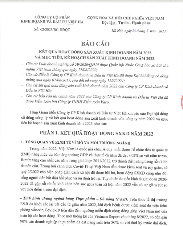 Bia Việt Hà đang làm ăn ra sao?