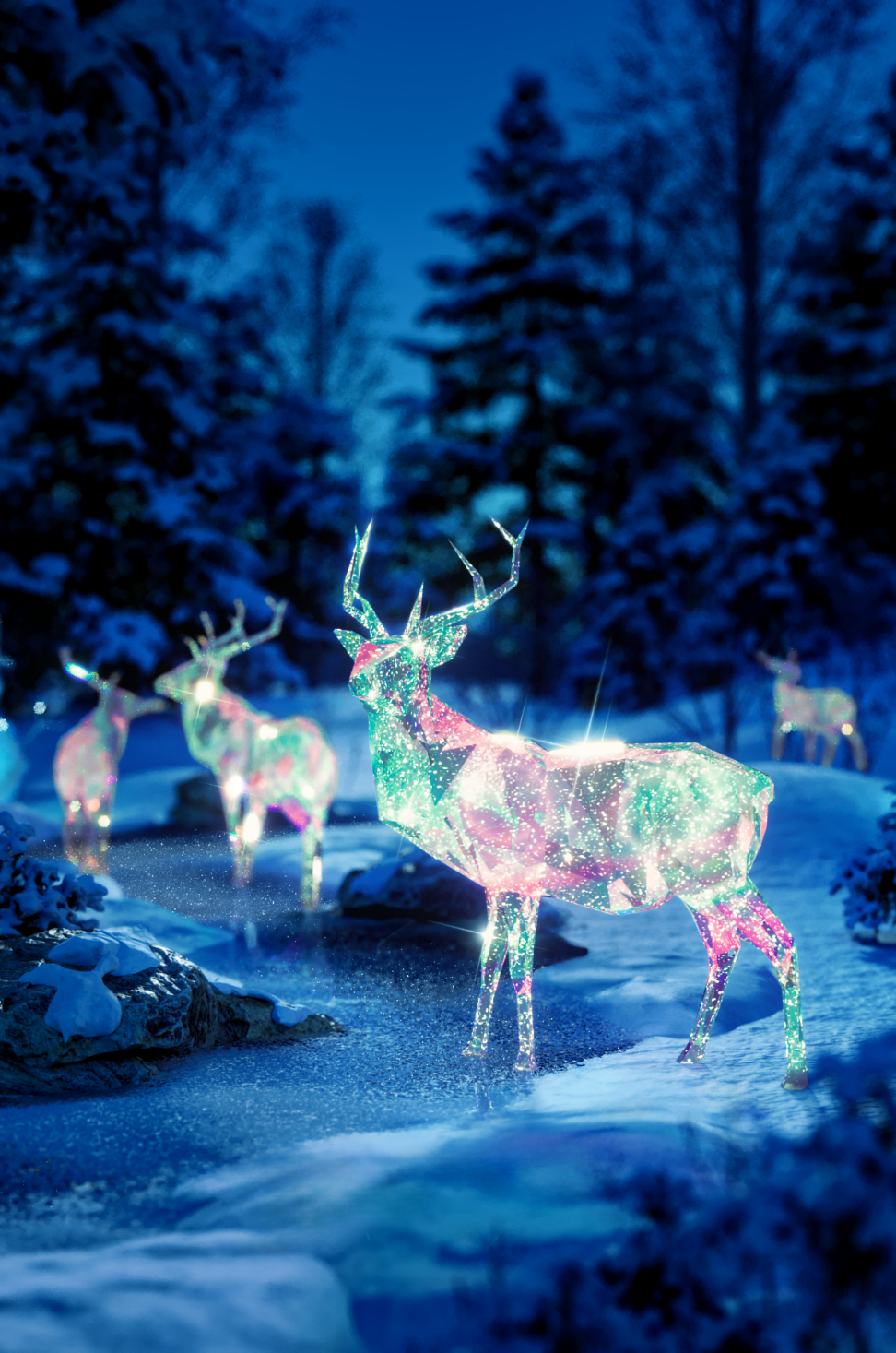 Xuất hiện khu rừng pha lê cùng cây thông giáng sinh nhiều màu sắc nhất mùa Noel 2024