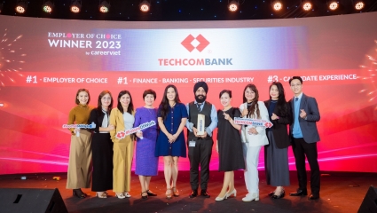 Techcombank 3 năm liên tiếp dẫn đầu "Top 1 nhà tuyển dụng được yêu thích nhất"