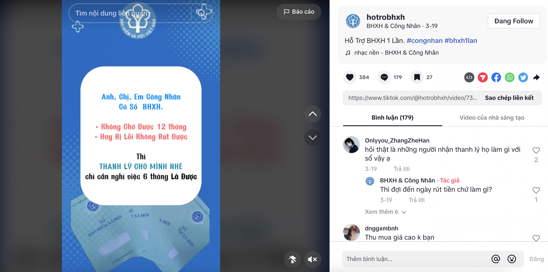 Tràn lan kênh Tiktok tư vấn sai về bảo hiểm xã hội, thu phí công nhân đến 1 triệu đồng