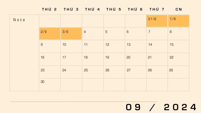 Người lao động được nghỉ 4 ngày dịp Lễ Quốc khánh 2/9 năm 2024