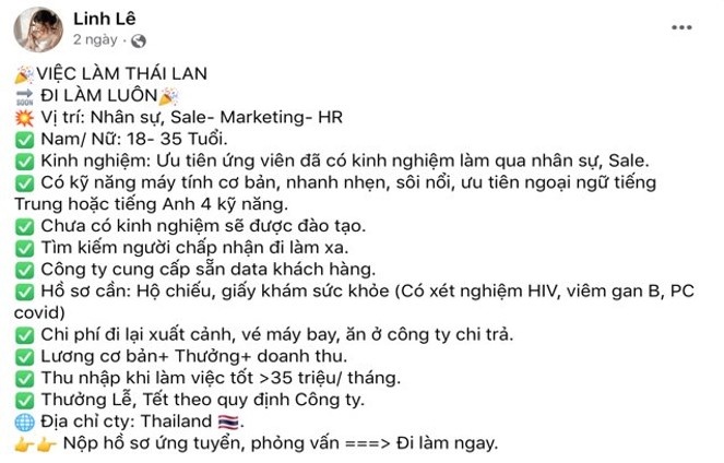 Cảnh báo lừa đảo tuyển dụng trực tuyến để bóc lột lao động