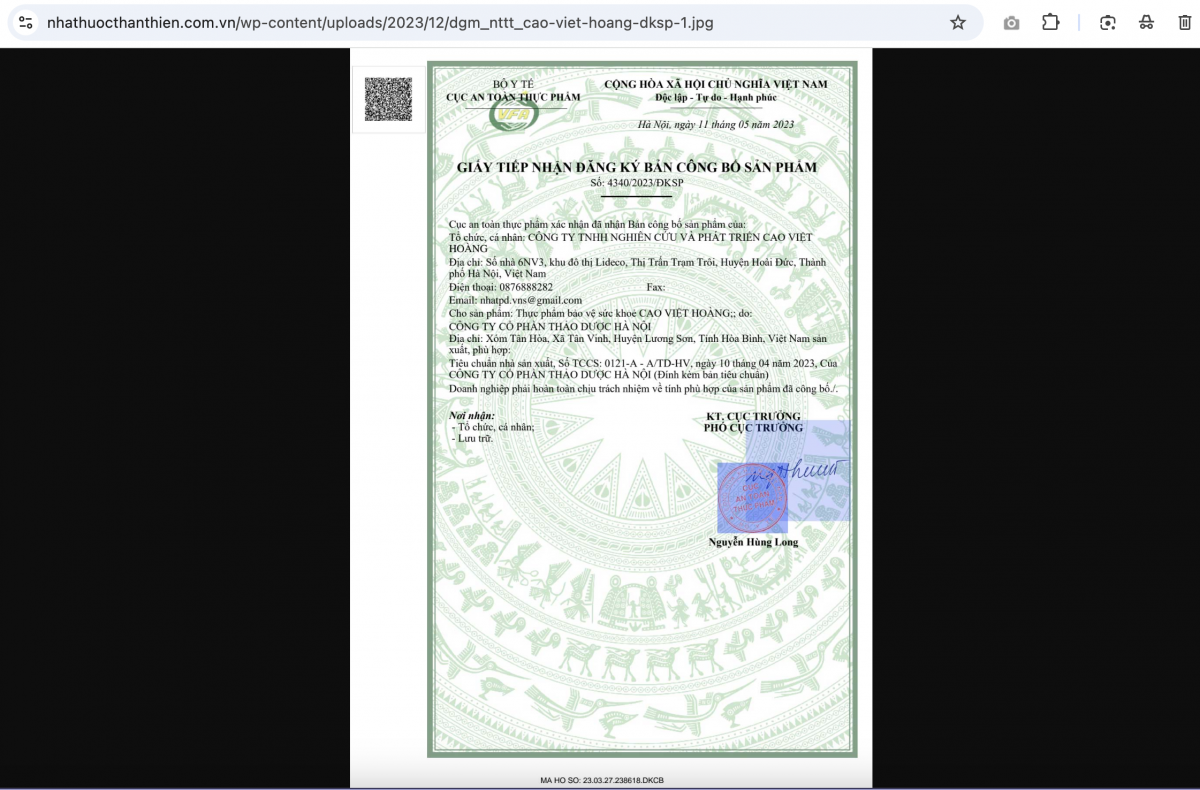 Vụ Cao Việt Hoàng quảng cáo vi phạm pháp luật: Ai đứng sau sản xuất, công bố sản phẩm?