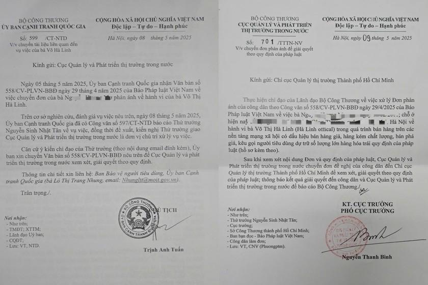 Văn bản 599 của Ủy ban Cạnh tranh Quốc gia và 701 của Cục QL&PTTTTN gửi Báo PLVN (Ảnh Gia Hải)