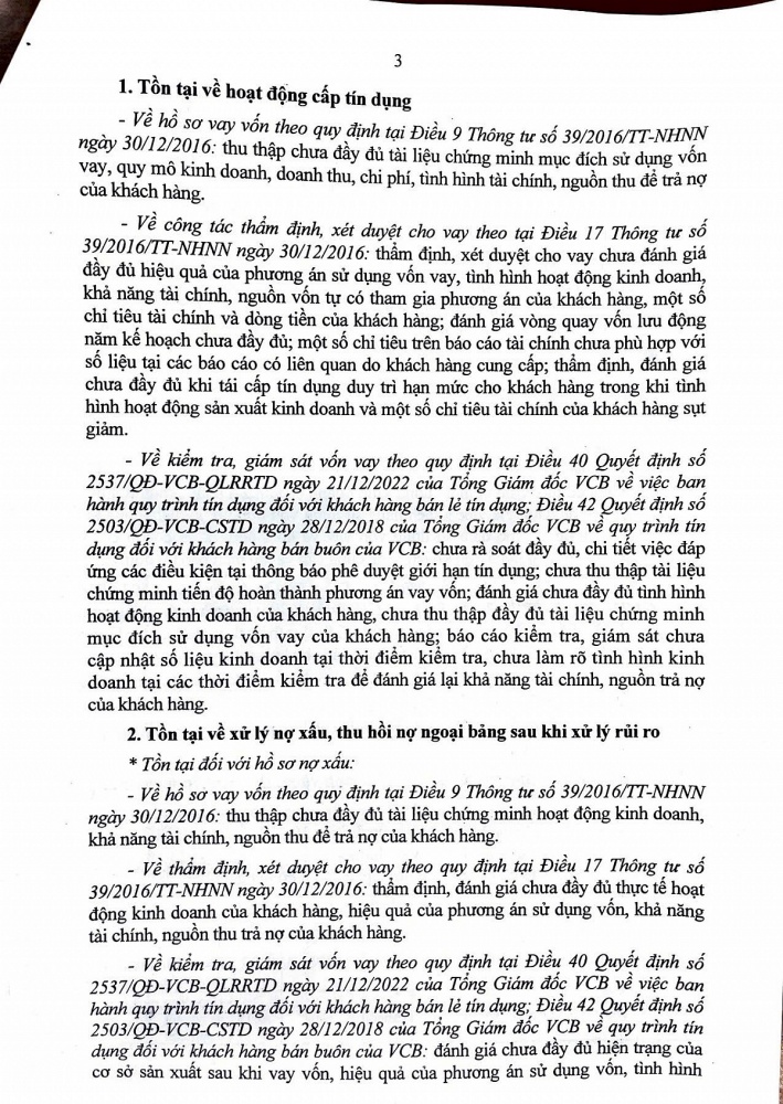 Chánh Thanh tra NHNN KV 12 công khai Kết luận thanh tra đối với VCB Tây Ninh.