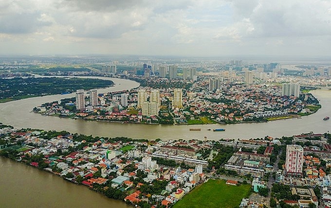 Hình ảnh một đoạn sông Sài Gòn chảy qua nội thành TP HCM. Ảnh: Quỳnh Tràn