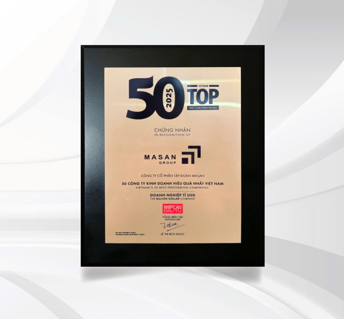 Masan Group đạt TOP 50 Công ty kinh doanh hiệu quả nhất Việt Nam 12 năm liên tiếp