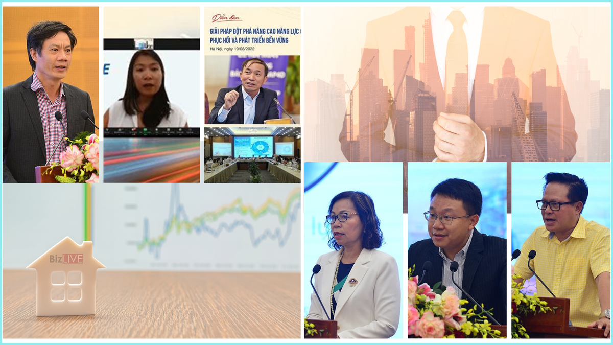 C&aacute;c diễn giả tại diễn đ&agrave;n: Giải ph&aacute;p đột ph&aacute; n&acirc;ng cao năng lực cạnh tranh của doanh nghiệp phục hồi v&agrave; ph&aacute;t triển bền vững