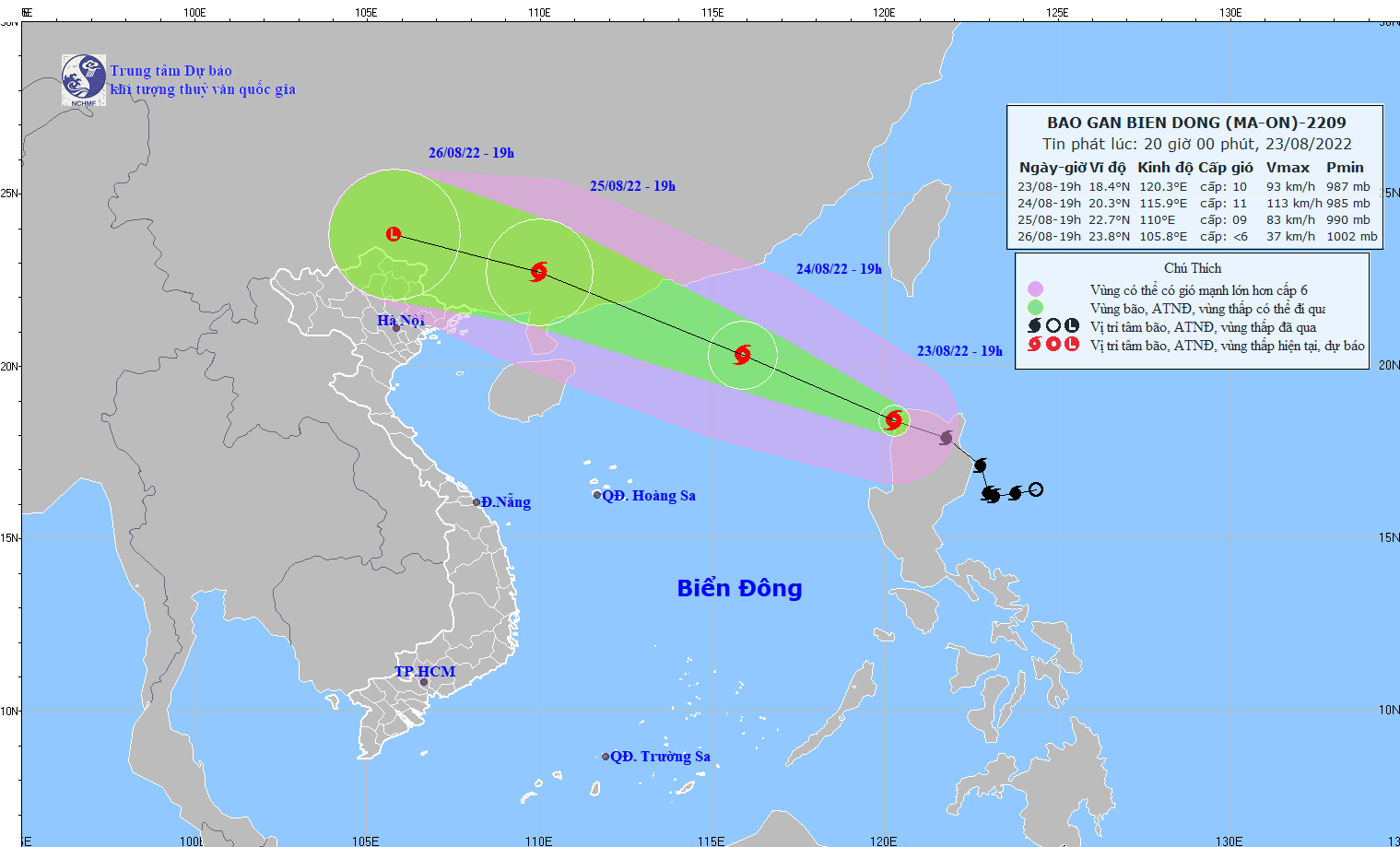 Dự b&aacute;o hướng đi của b&atilde;o Ma-on. Ảnh: TTKTTV